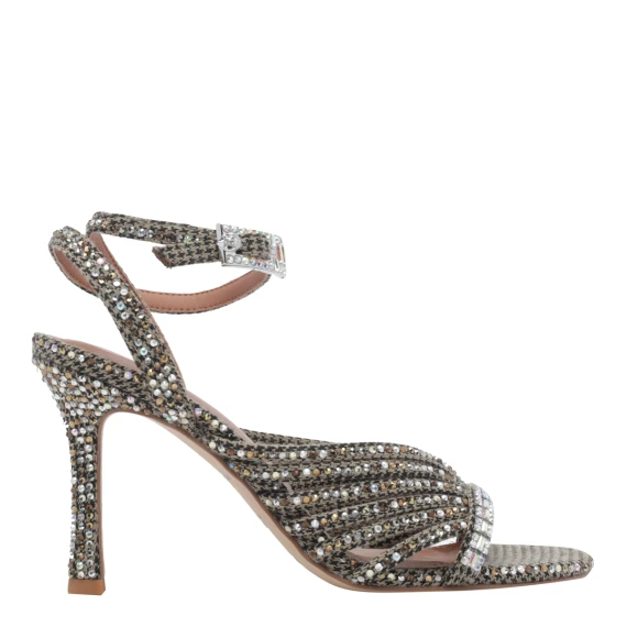 836 - Crystal Strappy Sandal-Beige Comb Fabric-Occasion