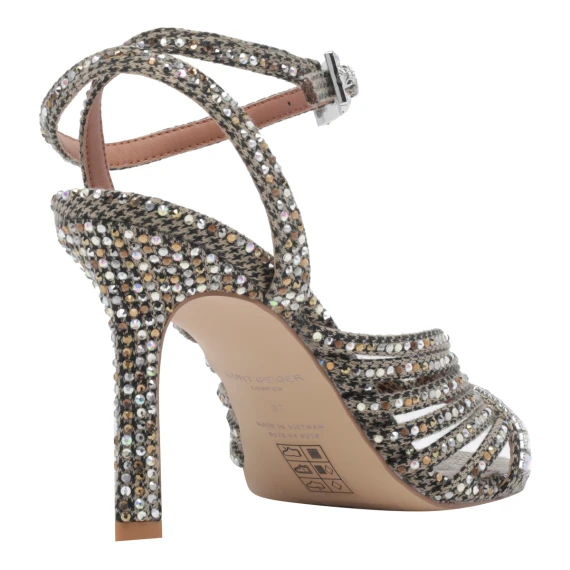 836 - Crystal Strappy Sandal-Beige Comb Fabric-Occasion