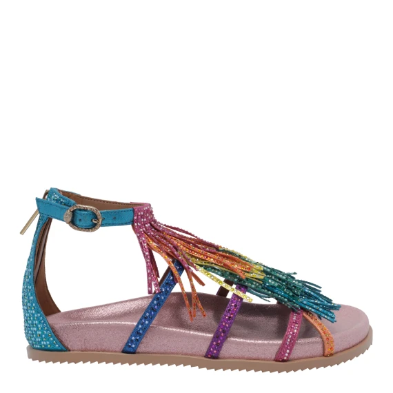 712 - Fringe Flat Sandal-Mult/Other Fabric/Other-Summer KURT GEIGER