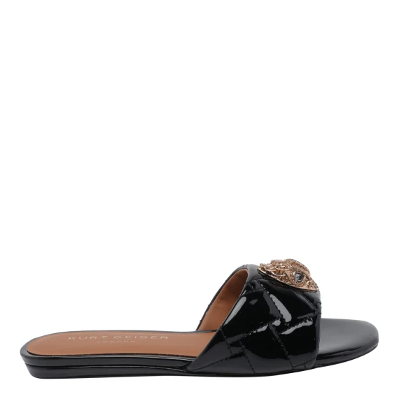 816 - Kensington Flat Sandal-Black Patent-Summer