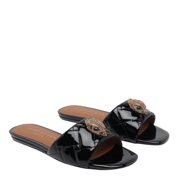816 - Kensington Flat Sandal-Black Patent-Summer