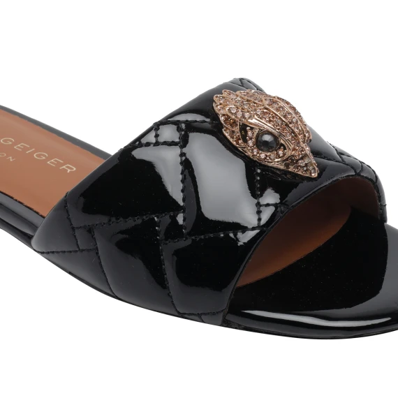 816 - Kensington Flat Sandal-Black Patent-Summer