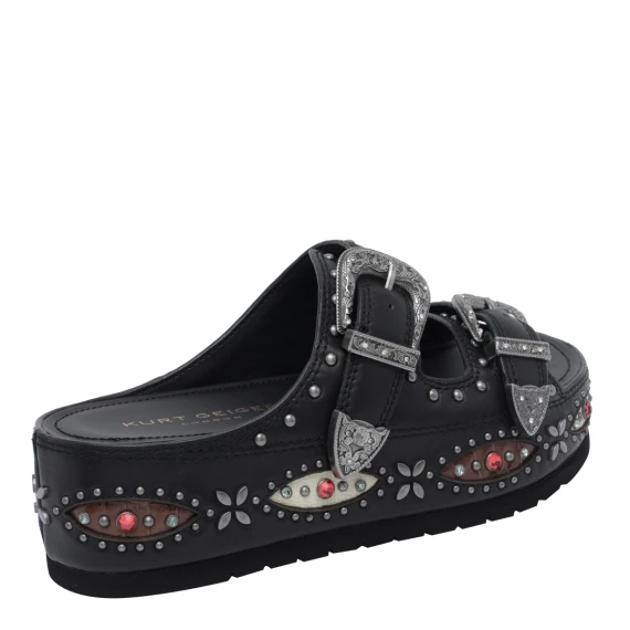 775 - Western Buckle Flatform-Black Leather-Summer