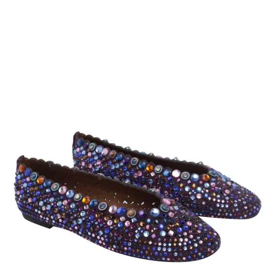 784 - Jewel Perf Ballerina-Purple-Suede Flats