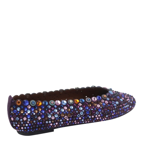 784 - Jewel Perf Ballerina-Purple-Suede Flats