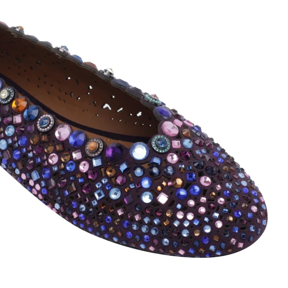 784 - Jewel Perf Ballerina-Purple-Suede Flats