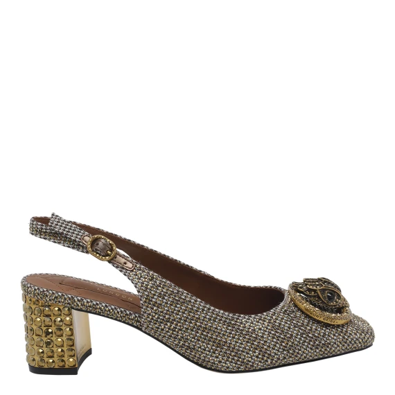 700 - Chelsea Block Slingback-Beige Fabric
