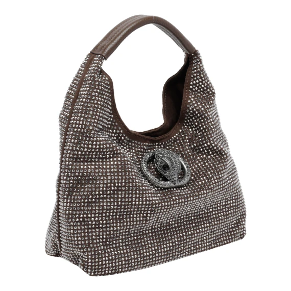 Dark brown rhinestone hobo bag KURT GEIGER