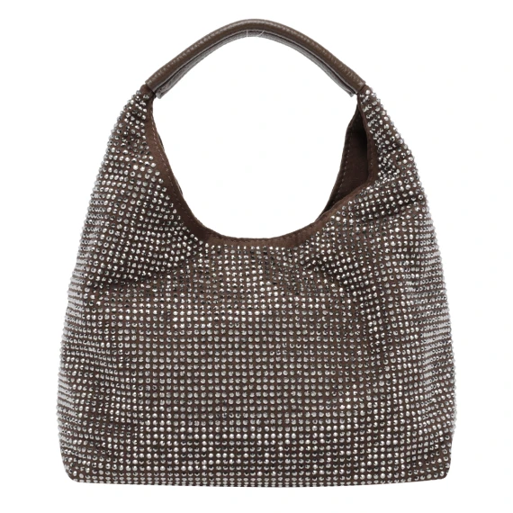 Dark brown rhinestone hobo bag KURT GEIGER