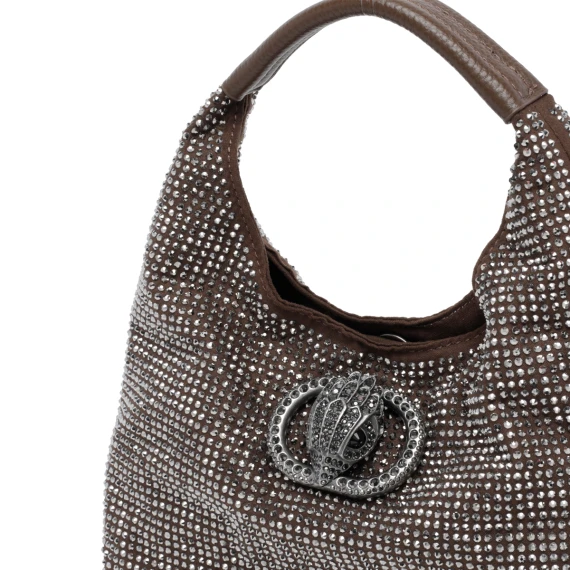 Dark brown rhinestone hobo bag KURT GEIGER