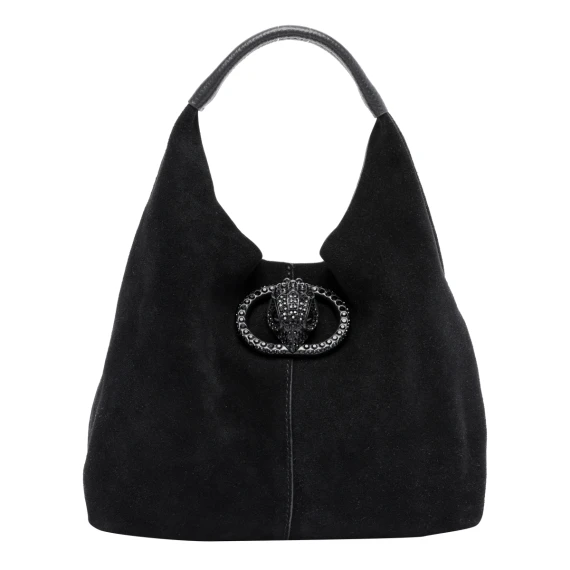 Black calf leather hobo bag KURT GEIGER