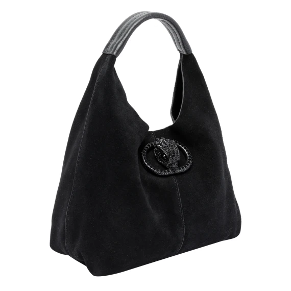 Black calf leather hobo bag KURT GEIGER