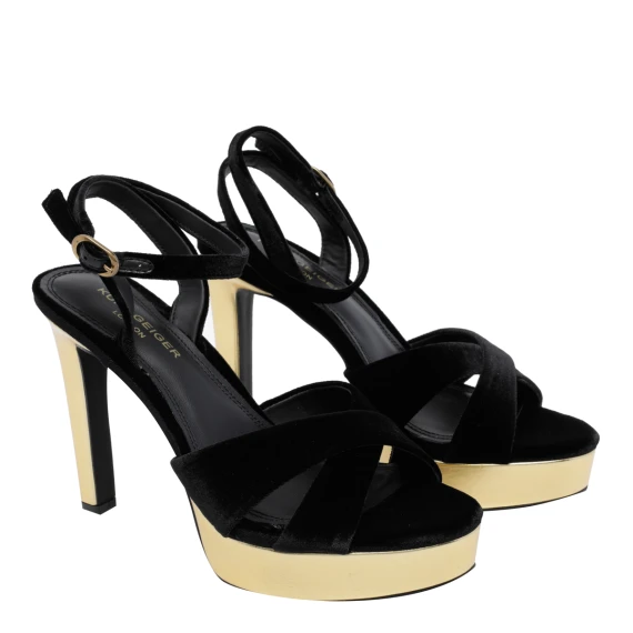 Black and gold high-heeled platform sandals KURT GEIGER
