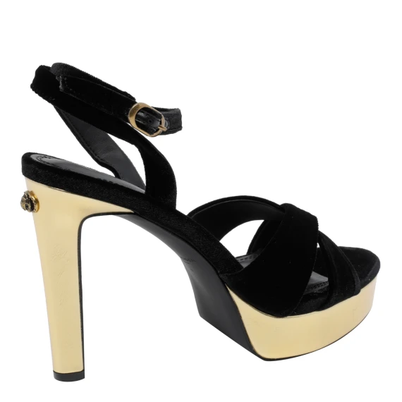 Black and gold high-heeled platform sandals KURT GEIGER