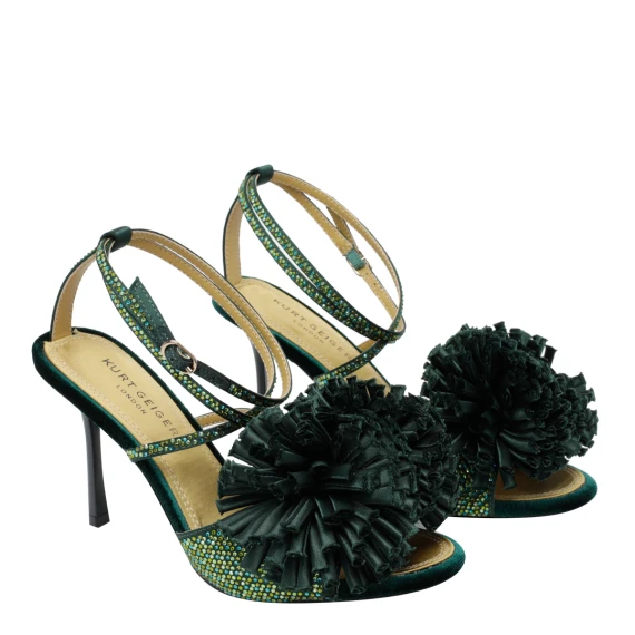 Dark green velvet heeled sandals KURT GEIGER