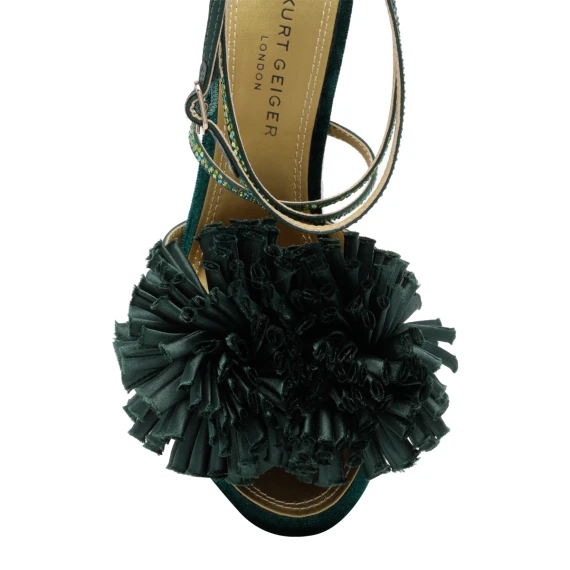 Dark green velvet heeled sandals KURT GEIGER