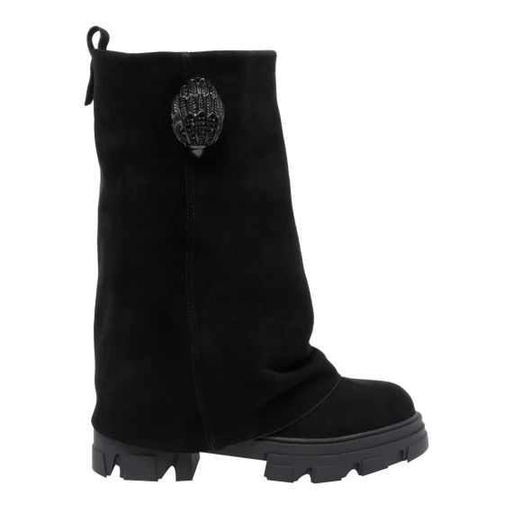 Stivaletti Stomp Foldover neri in camoscio KURT GEIGER