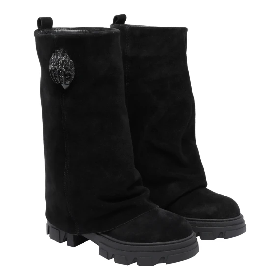 Stivaletti Stomp Foldover neri in camoscio KURT GEIGER