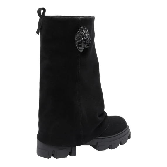 Stivaletti Stomp Foldover neri in camoscio KURT GEIGER