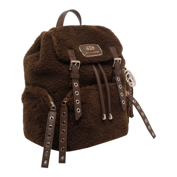 Brown teddy-effect backpack la carrie
