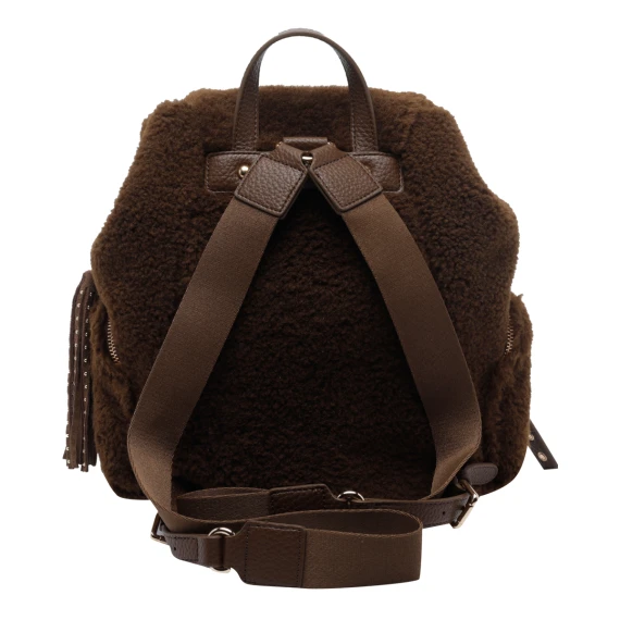 Brown teddy-effect backpack la carrie
