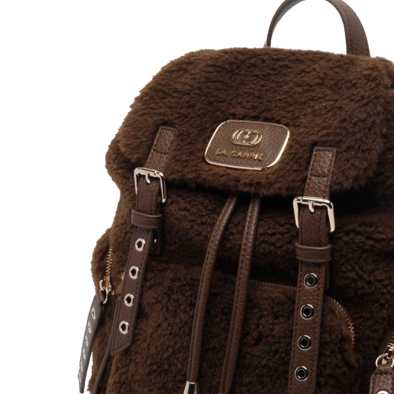 Brown teddy-effect backpack la carrie