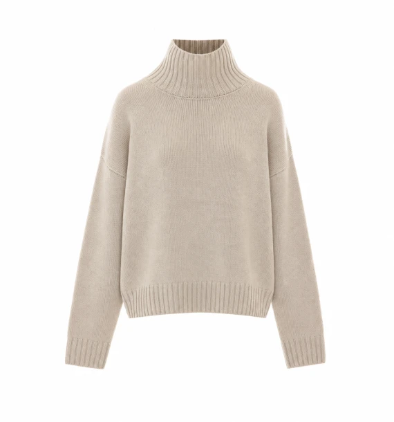 Beige cashmere turtleneck sweater LISA YANG