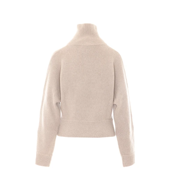 Maglione beige in cashmere a collo alto LISA YANG