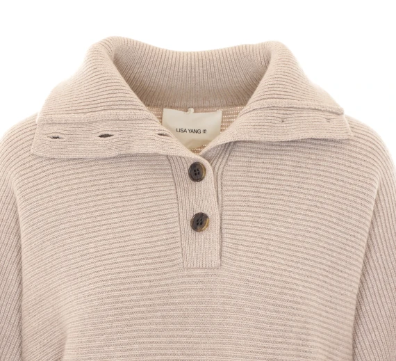 Maglione beige in cashmere a collo alto LISA YANG