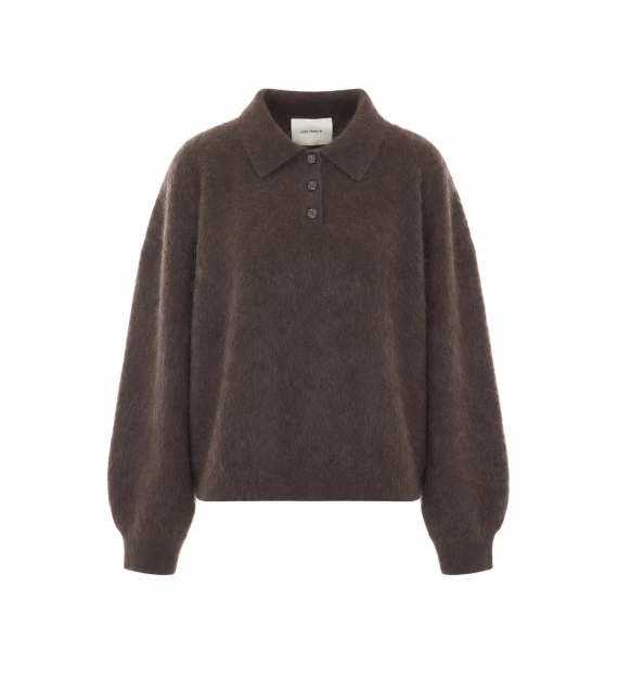 Maglione polo Valdis in cashmere marrone LISA YANG