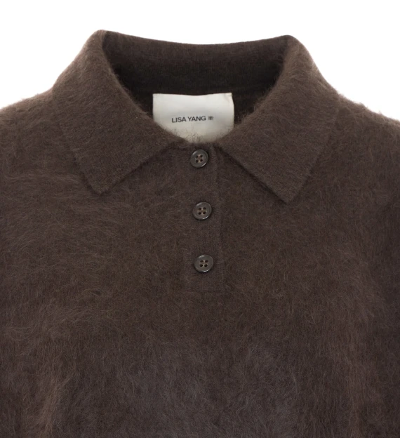 Valdis brown cashmere polo sweater LISA YANG
