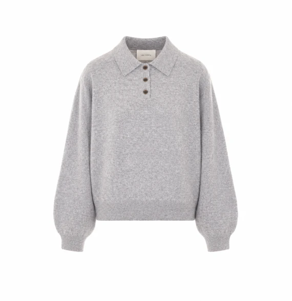 Maglia polo in cashmere grigio chiaro LISA YANG