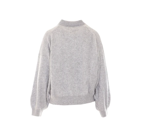 Grey cashmere polo sweater LISA YANG