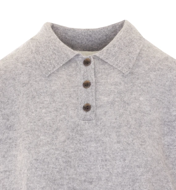 Grey cashmere polo sweater LISA YANG