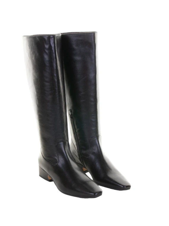 Stivale nero in pelle con zip