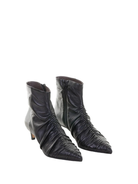 Stivaletto Nero in Pelle con Arricciature lorena paggi