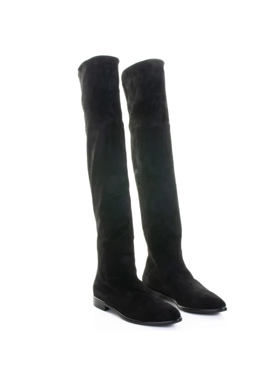 Stivale alto nero stretch in velluto