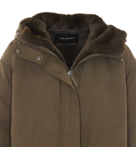 Parka verde oliva con cappuccio LOU ANDREA