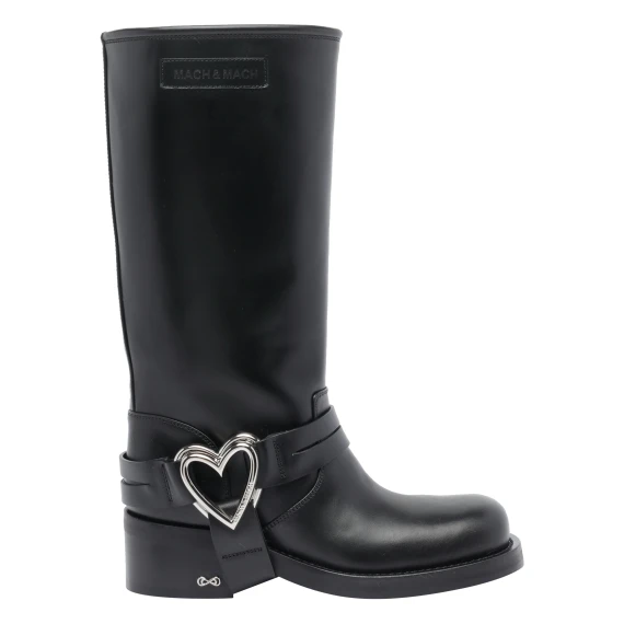double heart vintage leather combat boots (50mm)