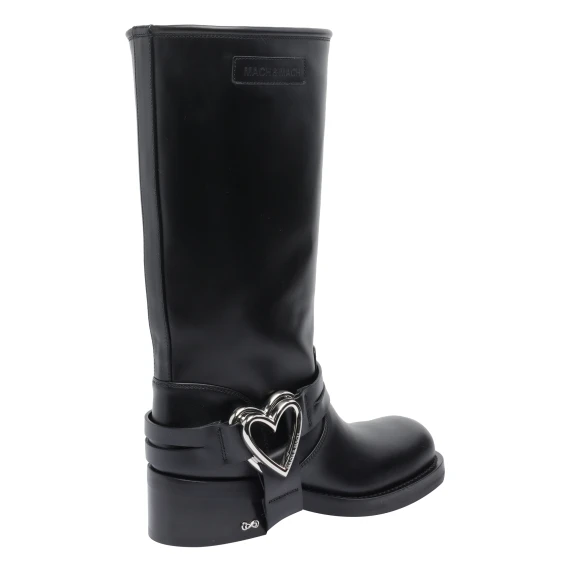double heart vintage leather combat boots (50mm)