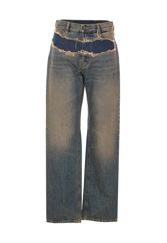 Jeans blu a gamba dritta