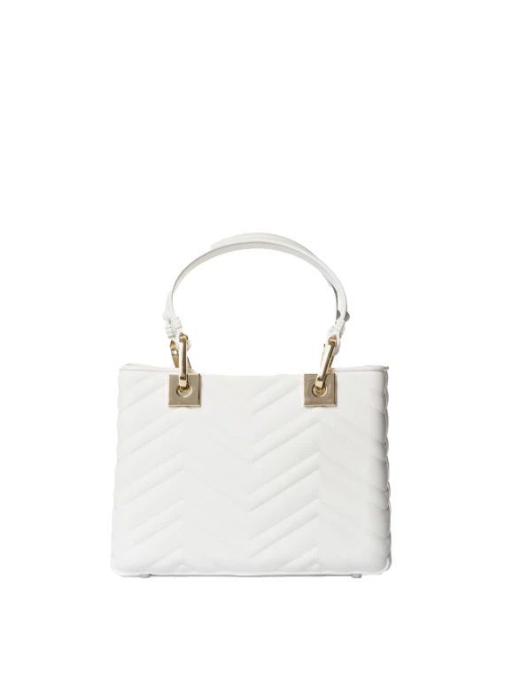 White Double Handle Bag Zigzag Pattern
