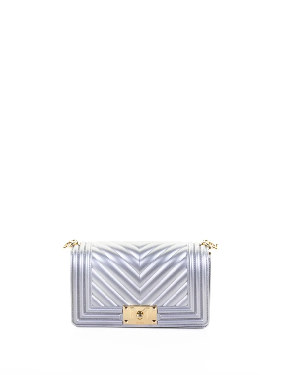 Silver Leather Shoulder Bag