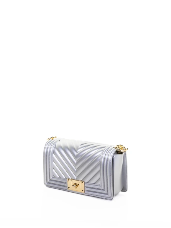 Silver Leather Shoulder Bag