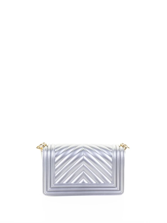 Silver Leather Shoulder Bag