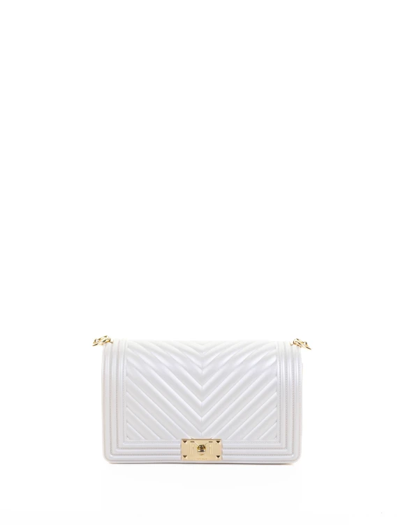 Pearl White Leather Shoulder Bag