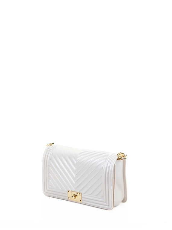 Pearl White Leather Shoulder Bag