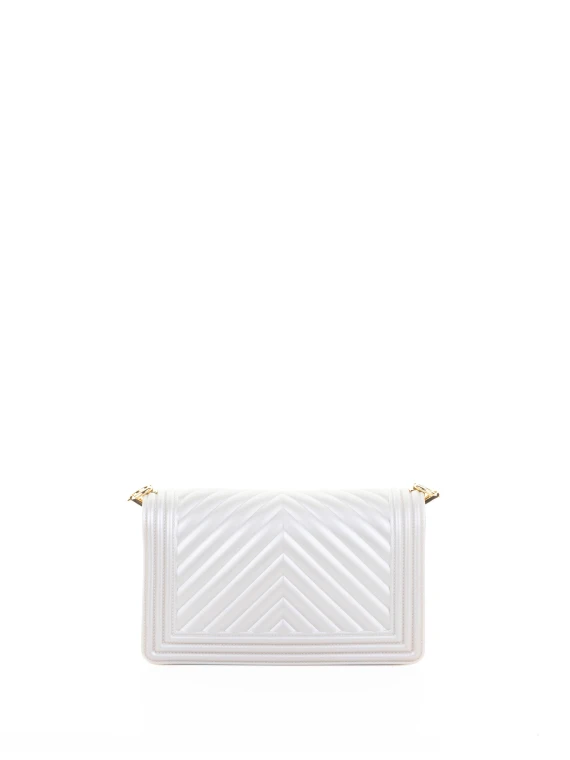 Pearl White Leather Shoulder Bag