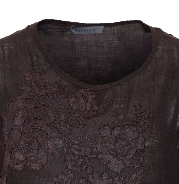 Camicia marrone in misto lino MAURIZIO