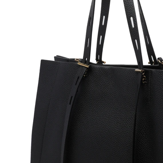Black Leather Paula Tote Bag